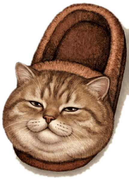 StacheCat left slipper